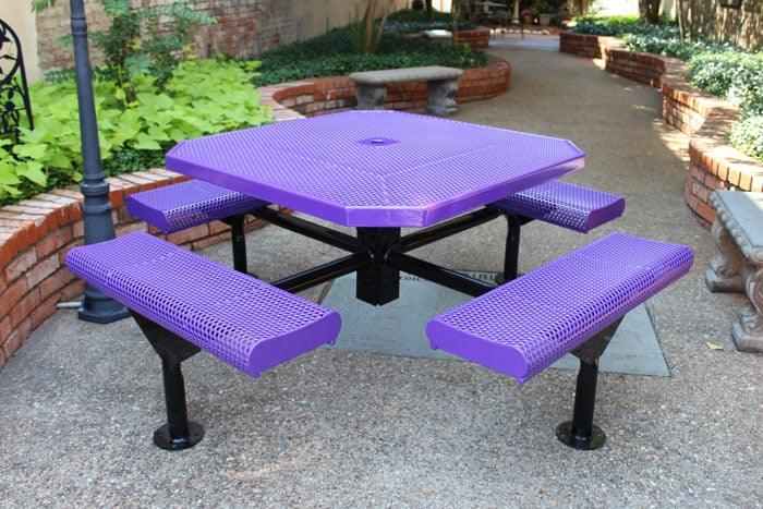 46” Octagon Nexus Pedestal Picnic Table with Rolled Seats - Image 5