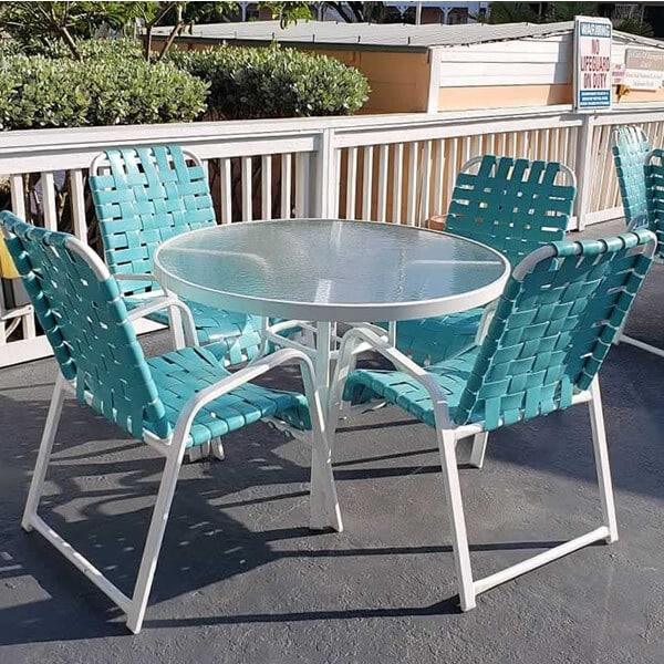 Acrylic 36" Round Commercial Outdoor Patio Table - Rectangular Tubing - Image 3