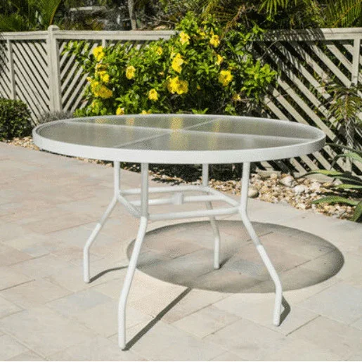 Acrylic Round 42" Commercial Outdoor Table - Round Tubing - Image 2