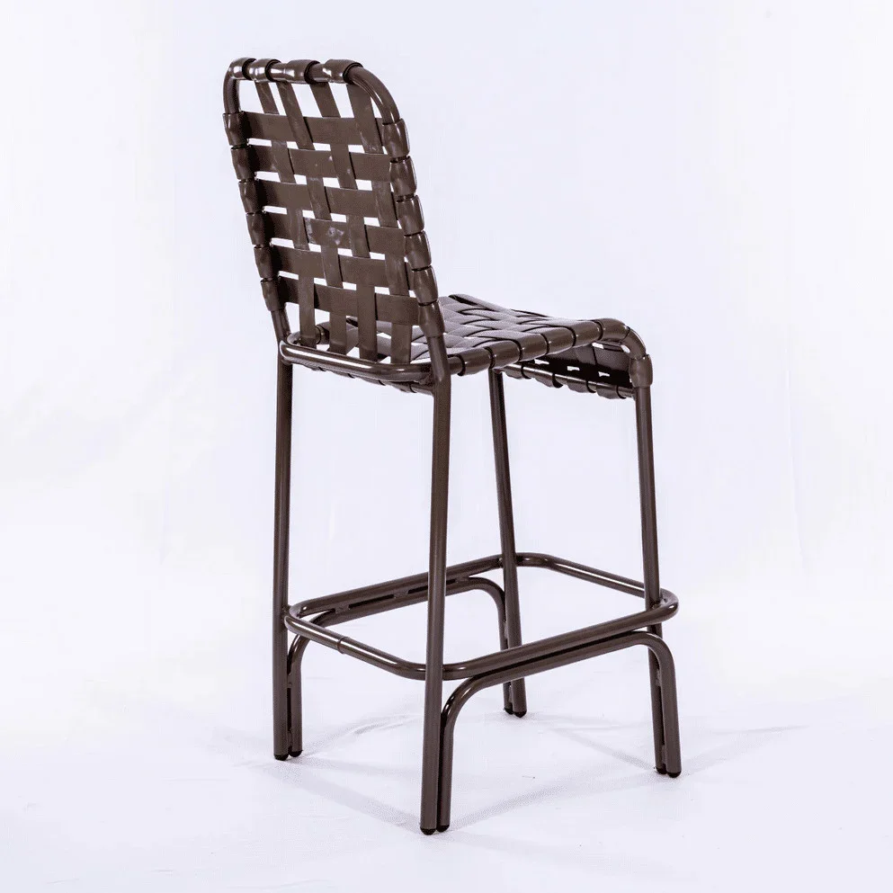 Basket Weave - Vinyl Strap Aluminum Pool Bar Stool Chair - Image 3