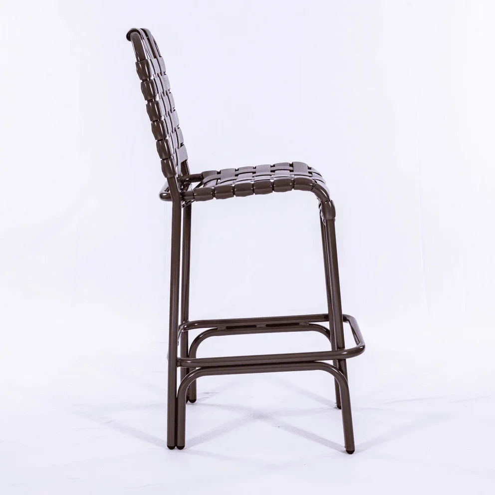 Basket Weave - Vinyl Strap Aluminum Pool Bar Stool Chair - Image 4