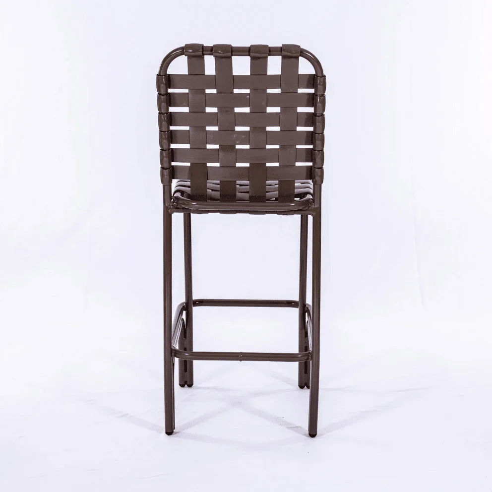 Basket Weave - Vinyl Strap Aluminum Pool Bar Stool Chair - Image 5