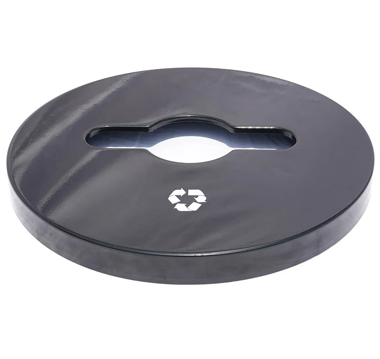 Commercial 36 Gallon Diamond Steel Recycle Trash Can With Flat  Lid, Liner & Base - BLUE - Image 2