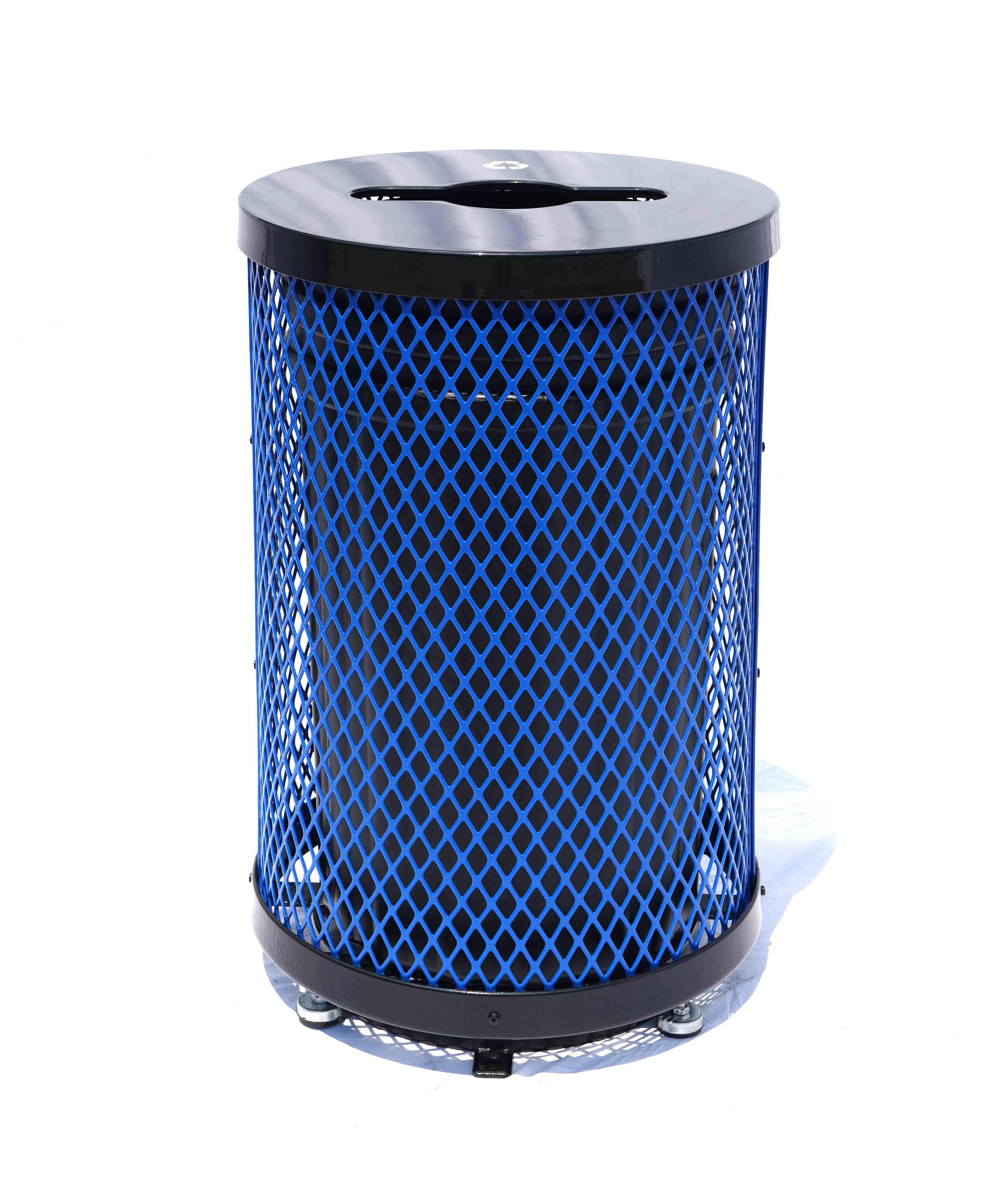 Commercial 36 Gallon Diamond Steel Trash Can With Plastic Dome Lid, Liner & Base - Image 8