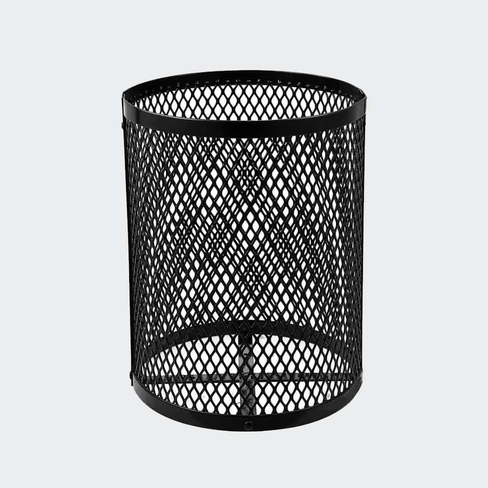 Commercial 36 Gallon Diamond Steel Trash Can With Flat Lid, Liner & Base - Outdoor - Image 4