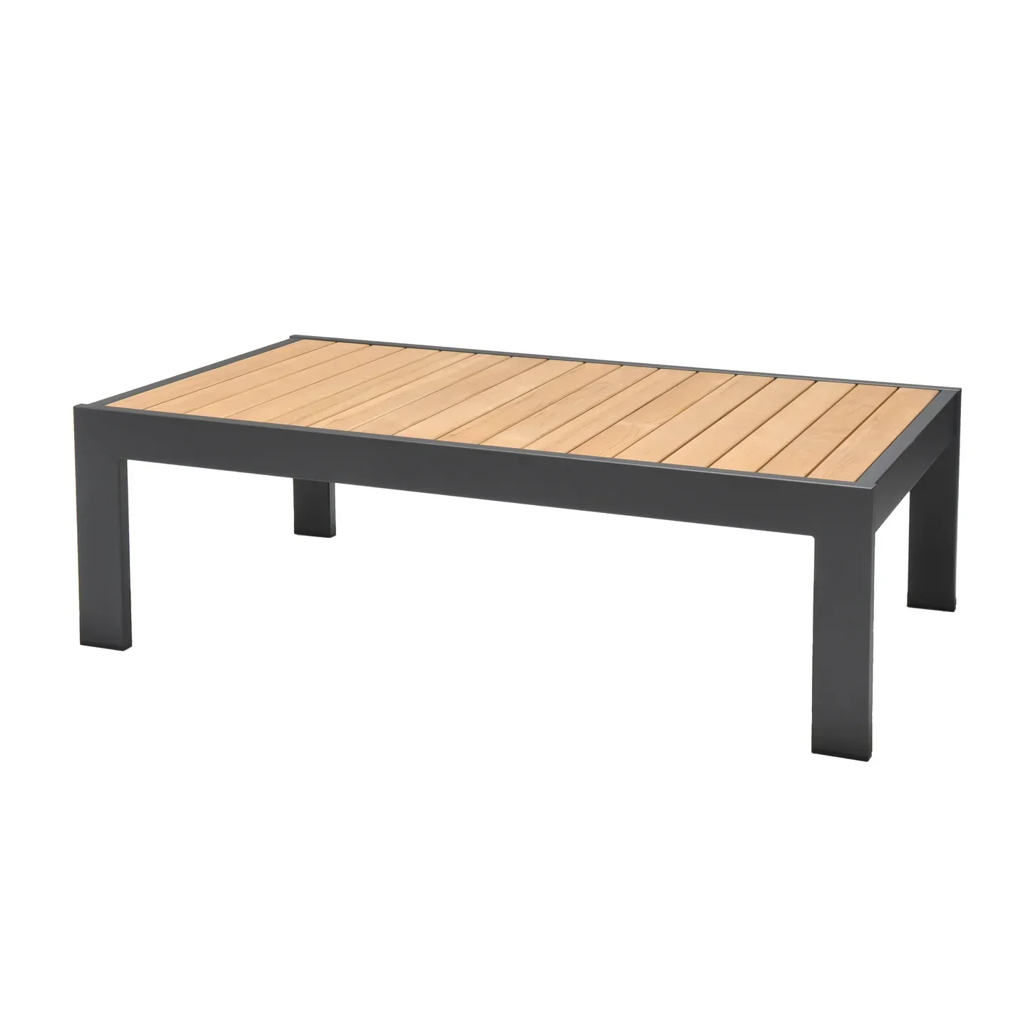 Oceanic 4 Piece Commercial Deep Seating Patio Sofa Set - Aluminum with Teak Accents - Image 6