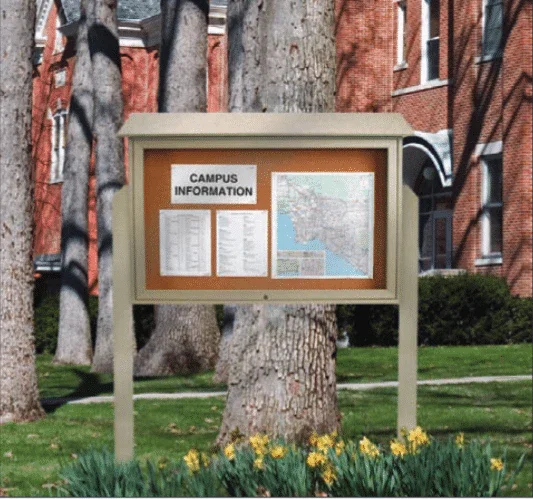Cork Single Door 45"x30" Outdoor Bulletin Board - Image 3