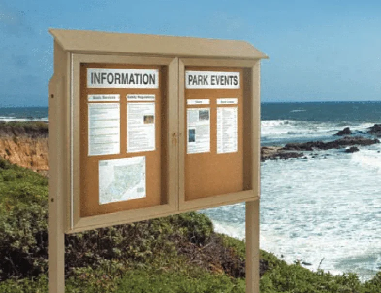 Double Door 52"x40" Cork Outdoor Message Board - Image 2