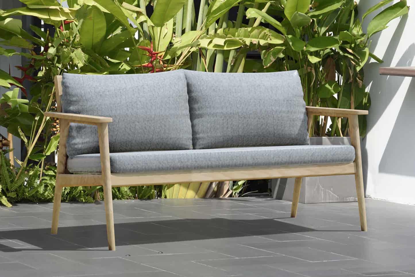 Flores 4 Piece Deep Seating Cushioned Conversation Set - Teak Patio Sofa Set - Image 3