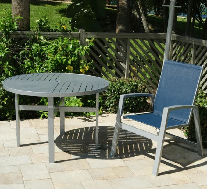 Heavy Duty 42" Aluminum Commercial Patio Table - Punched Top - Image 4