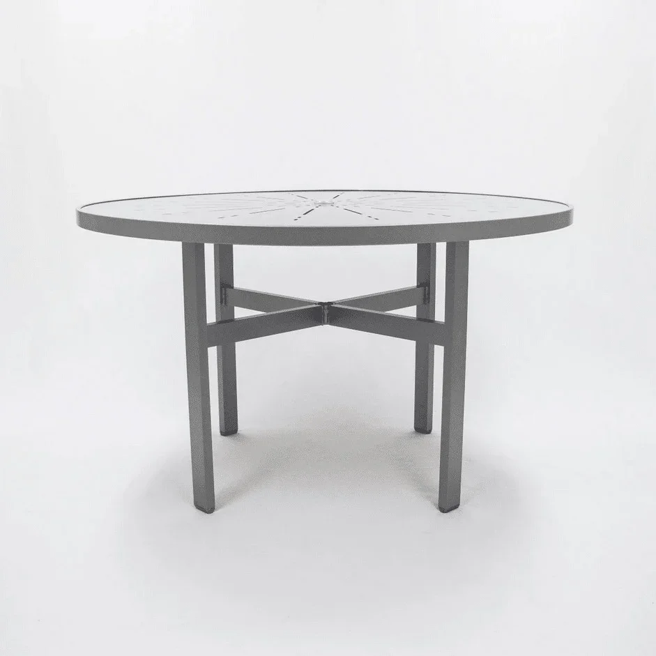 Heavy Duty 48" Commercial Aluminum Patio Table - Punched Top - Image 2