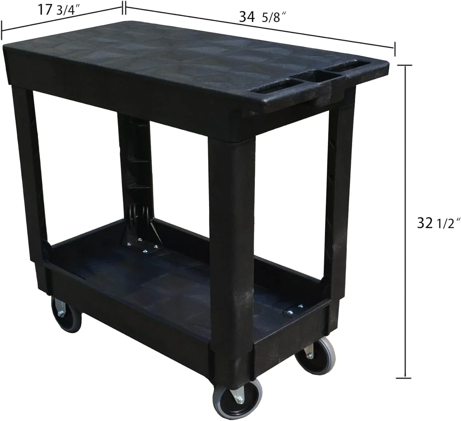 Heavy Duty Utility Cart, Flat Top - 500 lb Load Cap - 34"L x 17-1/2"W x 33"H - Image 3