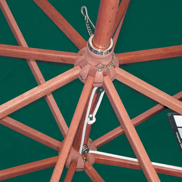 Quick Ship Commercial Outdoor Market Umbrella with Hardwood Pole - 9ft , Green - Image 3