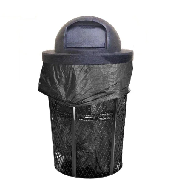 Outdoor Steel Mesh Corrosion Resistant Trash Can, 48 Gallon With Plastic Dome Lid - Image 6