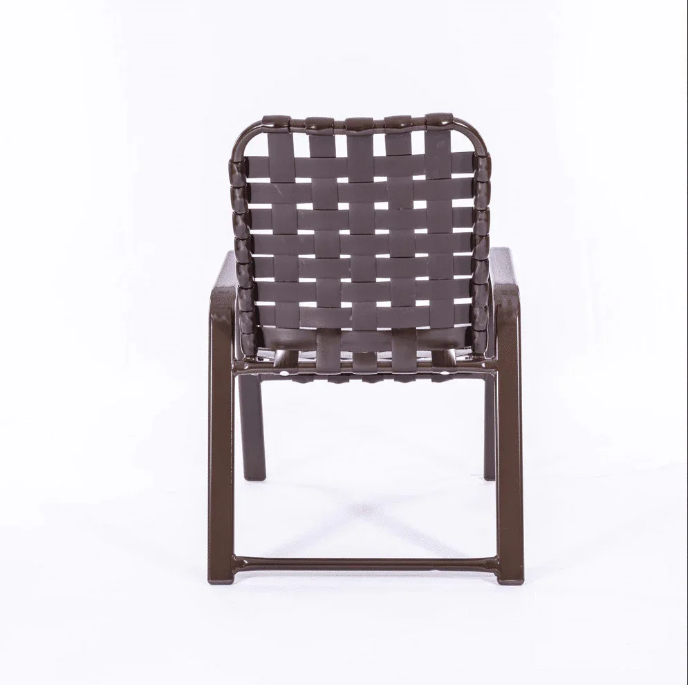 Pool Side Dining Chair Basket Weave - Wide Frame - Vinyl Strap With Comfort Arm - Image 3