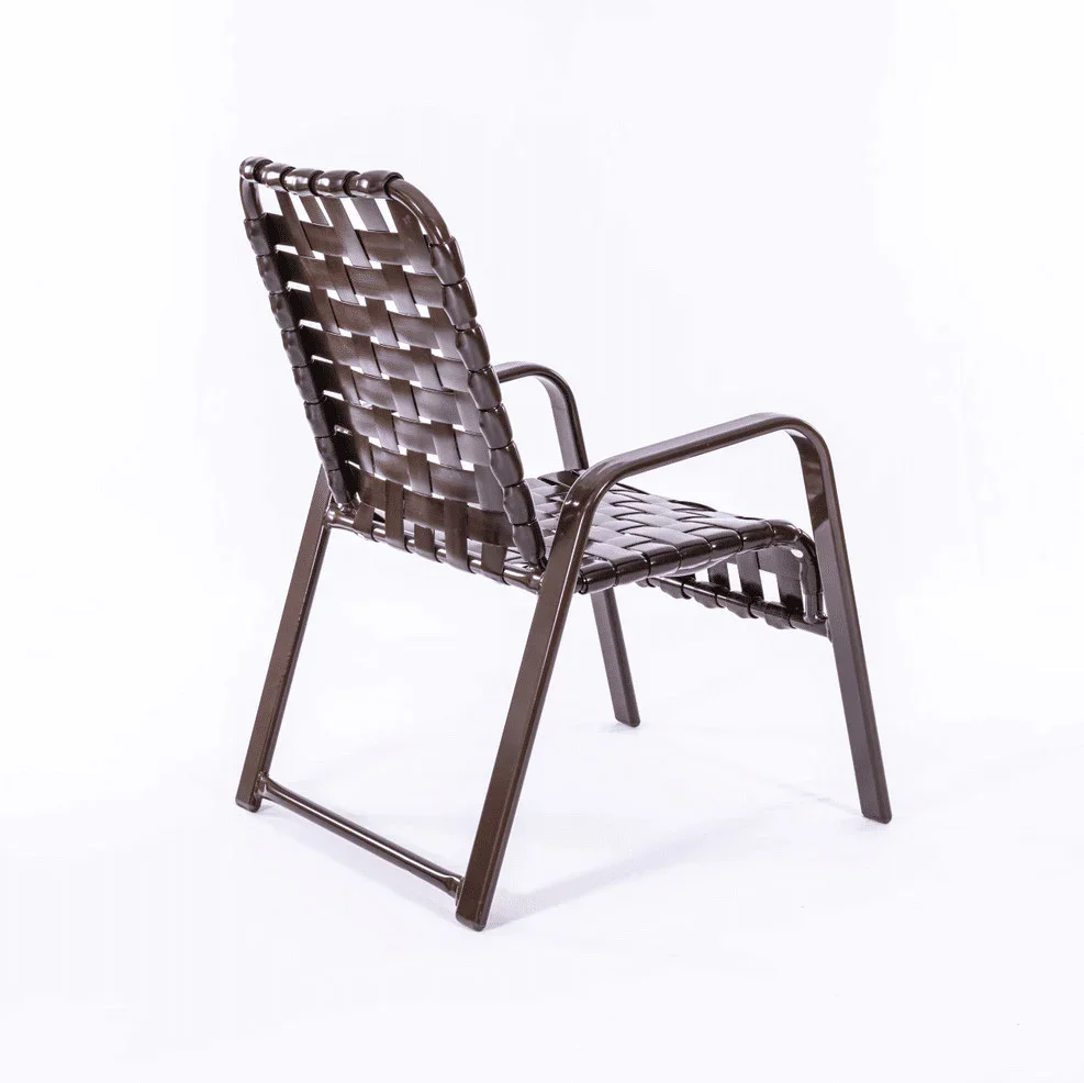 Pool Side Dining Chair Basket Weave - Wide Frame - Vinyl Strap With Comfort Arm - Image 4