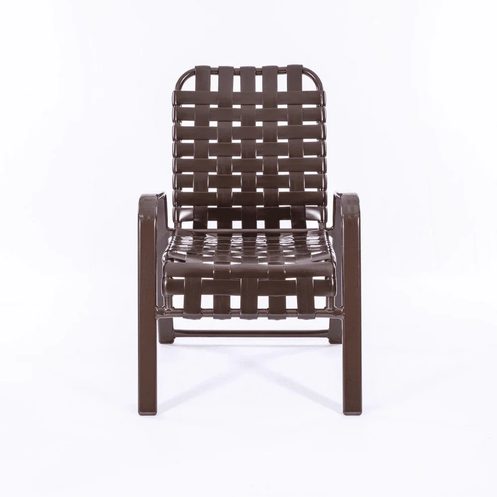 Pool Side Dining Chair Basket Weave - Wide Frame - Vinyl Strap With Comfort Arm - Image 6
