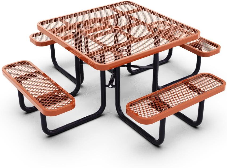 Quick Ship Square Picnic Table - 46" Square Portable Commercial Picnic Table - Image 6