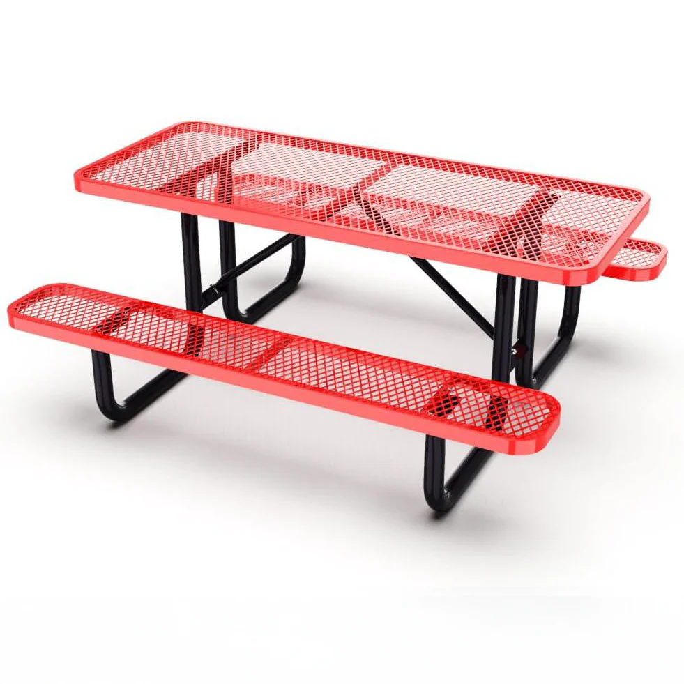 Quick Ship Rectangular Picnic Table 6ft Expanded Metal Portable - Commercial Picnic Table - Image 10