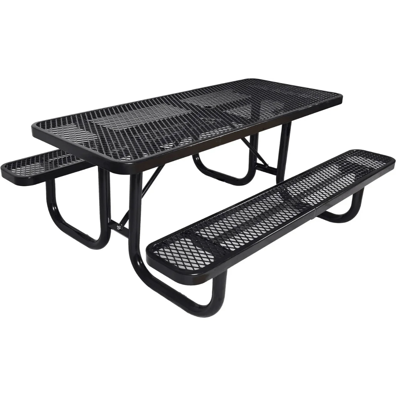 Quick Ship Rectangular Picnic Table 6ft Expanded Metal Portable - Commercial Picnic Table - Image 3