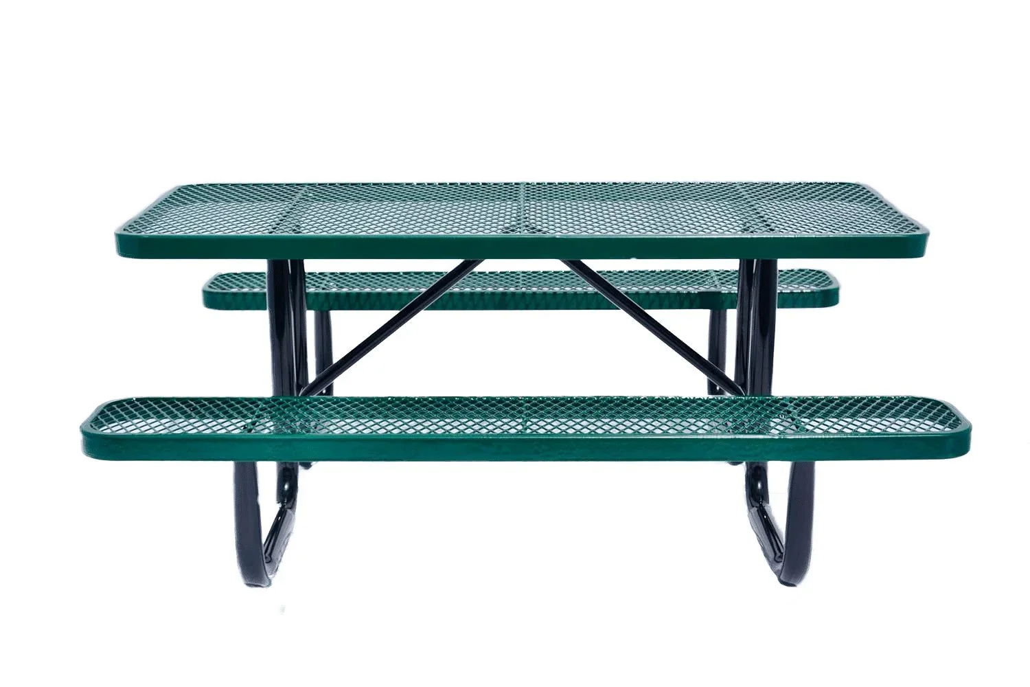 Quick Ship Rectangular Picnic Table 6ft Expanded Metal Portable - Commercial Picnic Table - Image 5