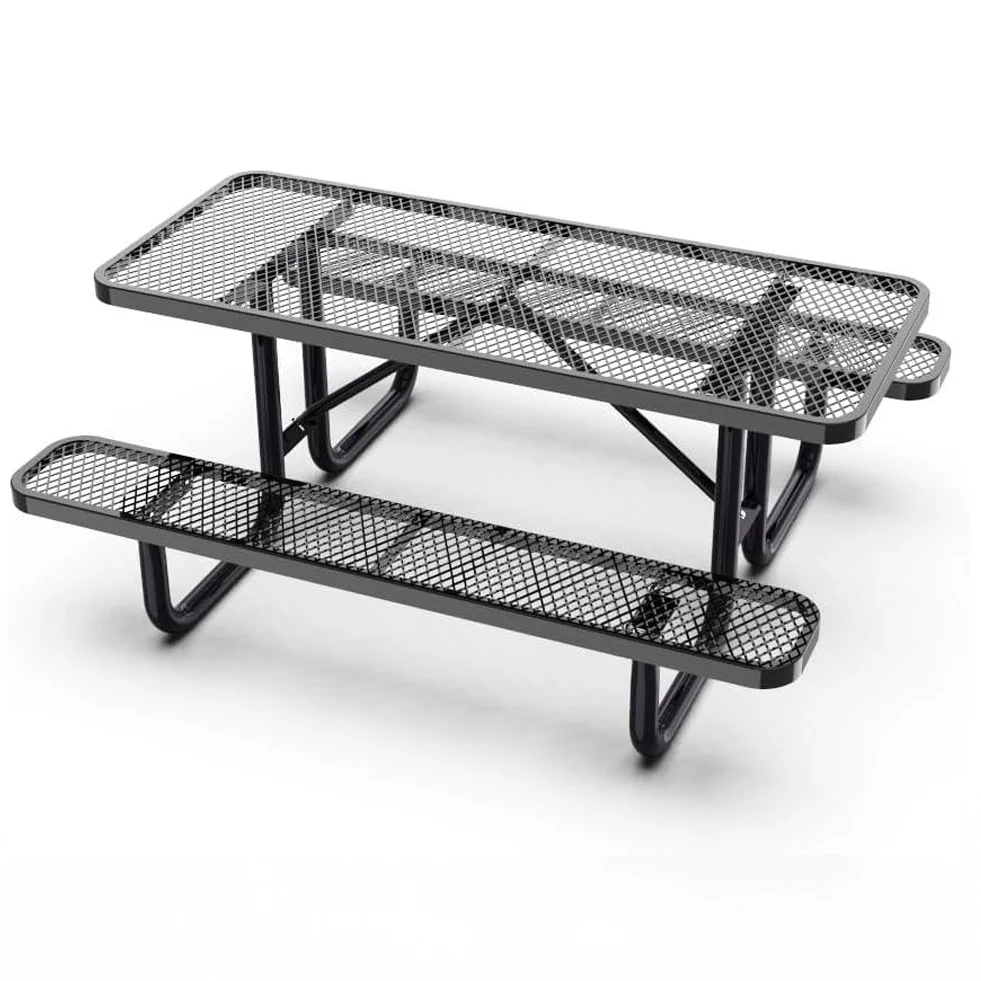 Quick Ship Rectangular Picnic Table 6ft Expanded Metal Portable - Commercial Picnic Table - Image 7