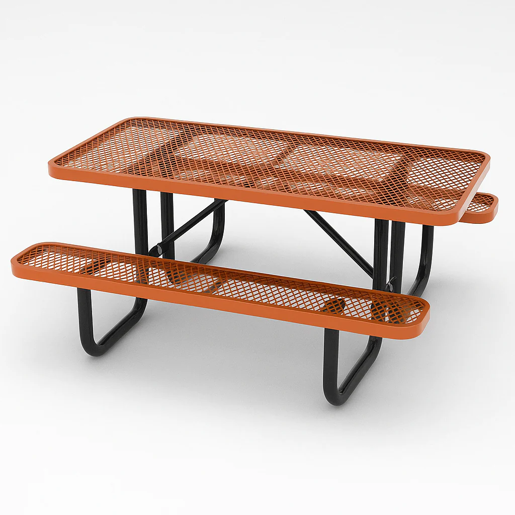 Quick Ship Rectangular Picnic Table 6ft Expanded Metal Portable - Commercial Picnic Table - Image 8