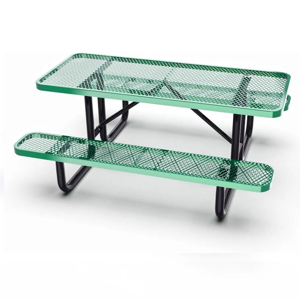 Quick Ship Rectangular Picnic Table 6ft Expanded Metal Portable - Commercial Picnic Table - Image 9