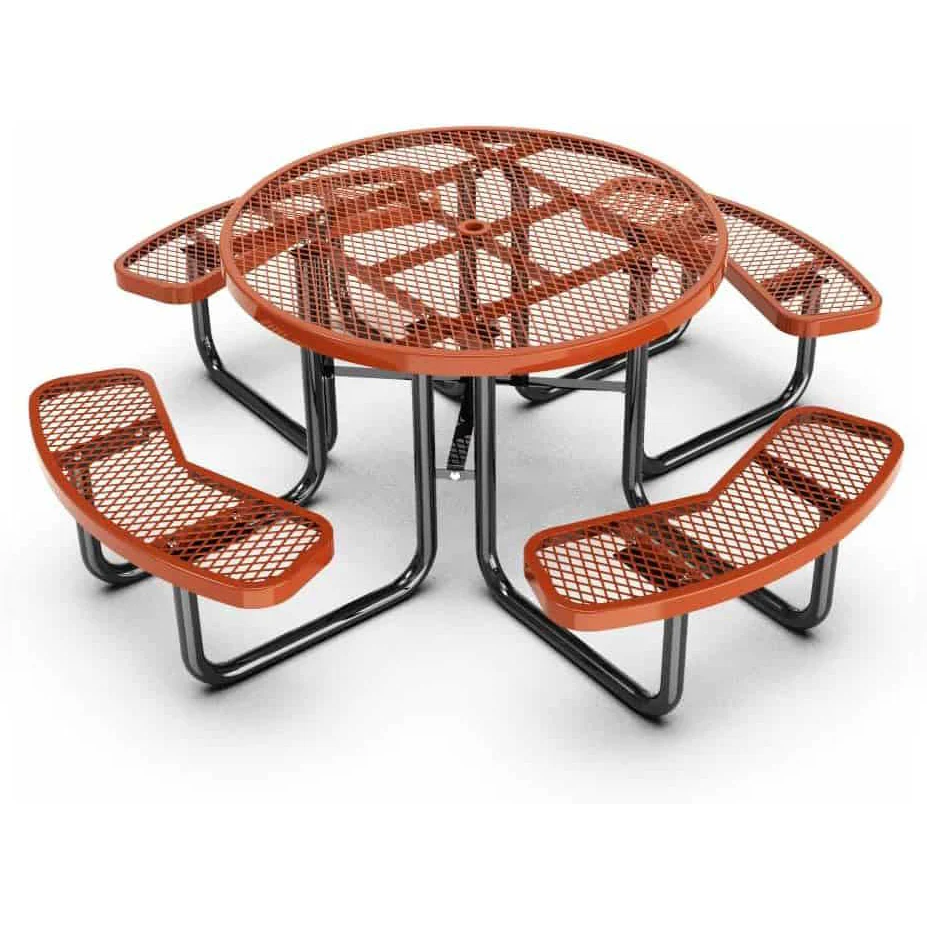 Quick Ship Round Picnic Table 46" Round Expanded Metal - Portable Commercial Picnic Table - Image 6