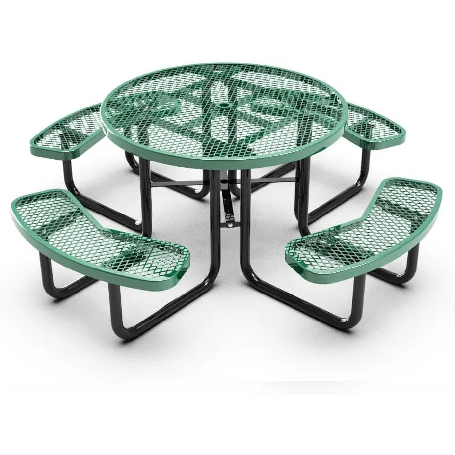 Quick Ship Round Picnic Table 46" Round Expanded Metal - Portable Commercial Picnic Table - Image 7