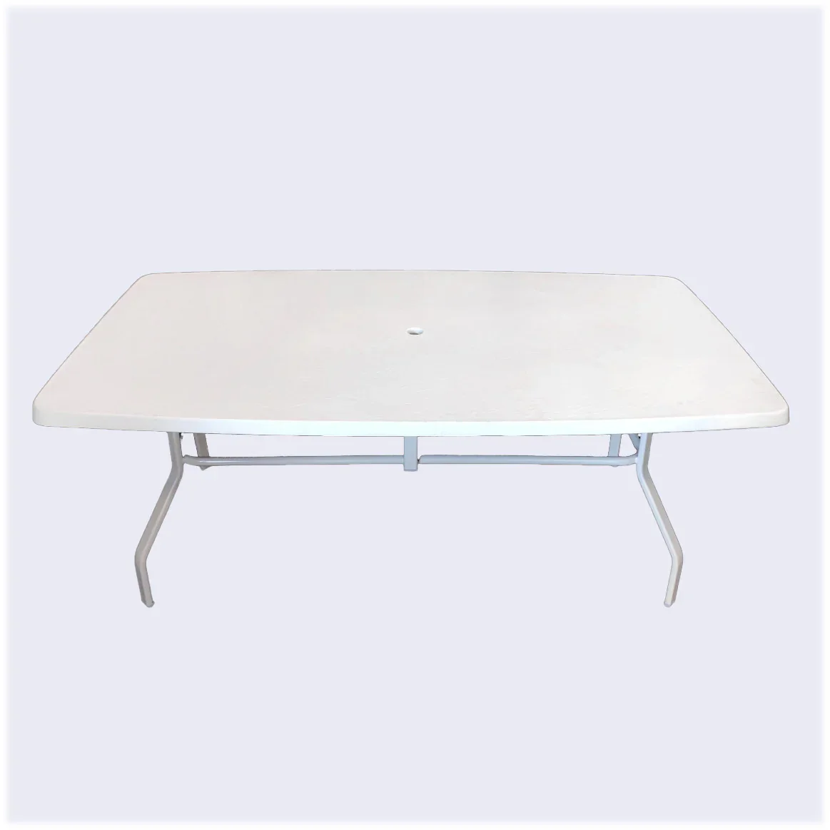 Rectangular Fiberglass 72 Inch Commercial Patio Table - Aluminum Frame - Image 2