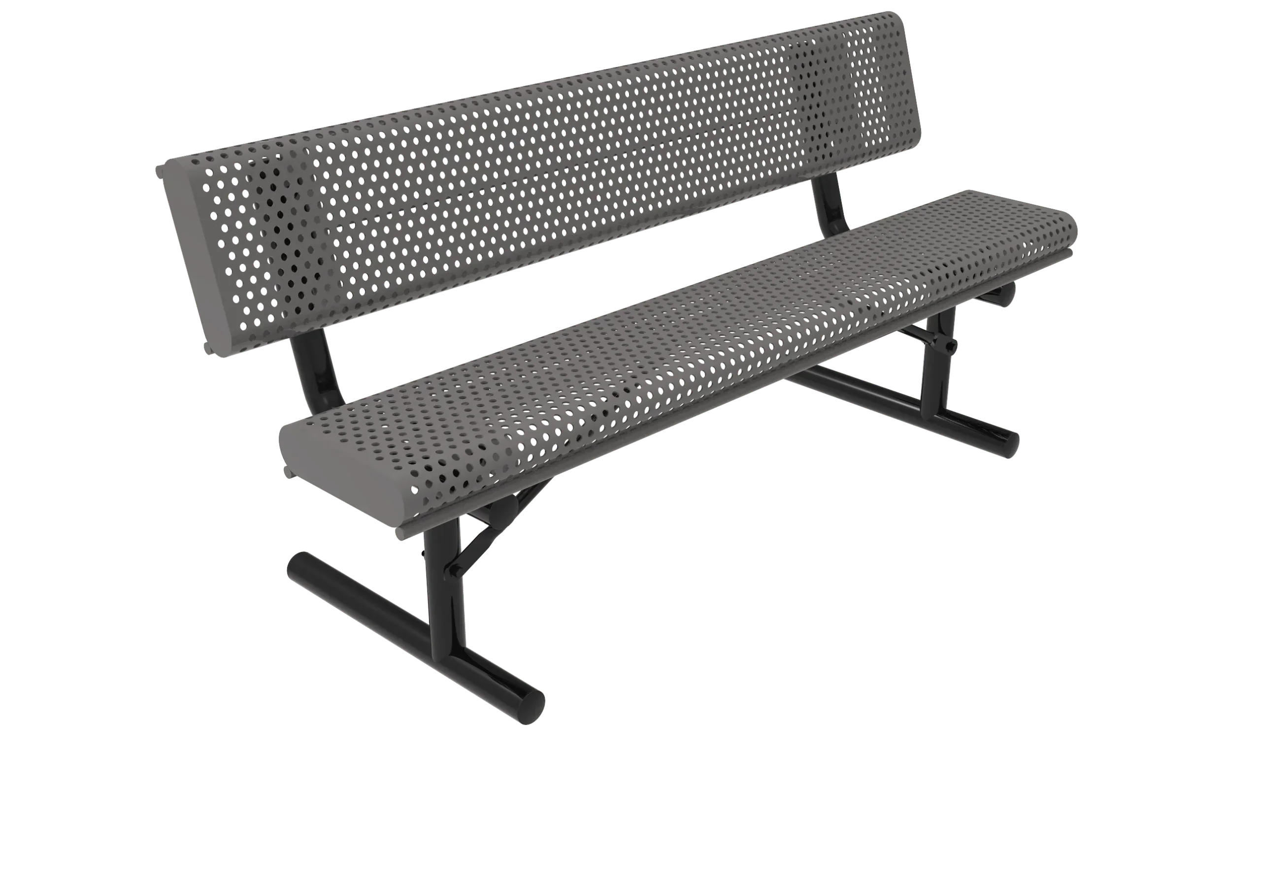 Commercial Park Bench with Rolled Edges and Back - Image 3