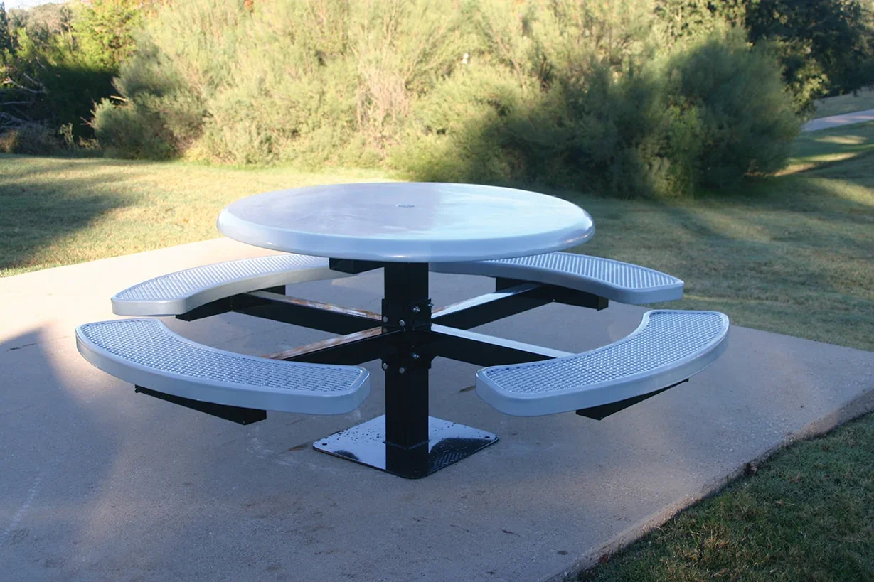 Round Solid Top 46" Pedestal Picnic Table - Image 5