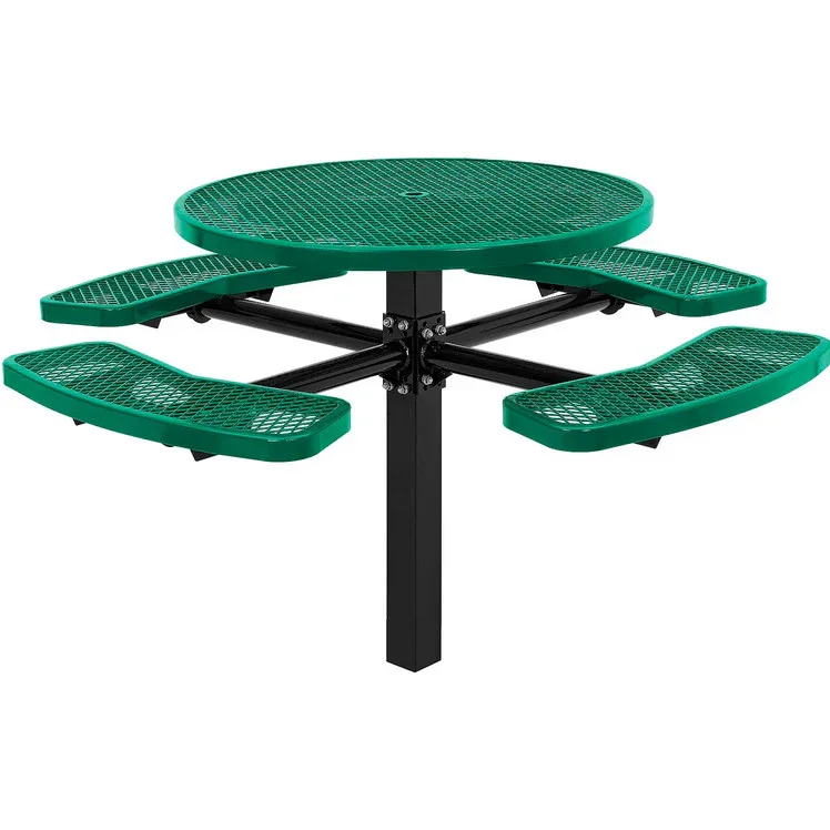 Single Pedestal Circular 46" Picnic Table - Expanded Metal - Image 3