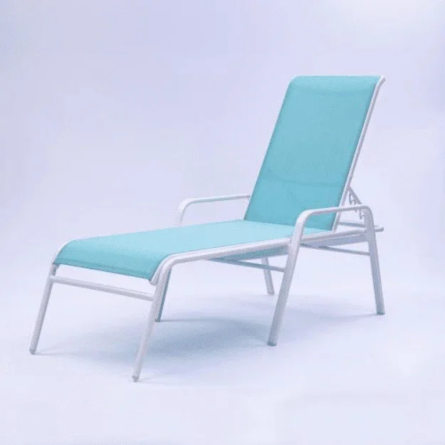 Commercial Sling Pool Chaise Lounge with Armrests - 16 in Height - Image 3