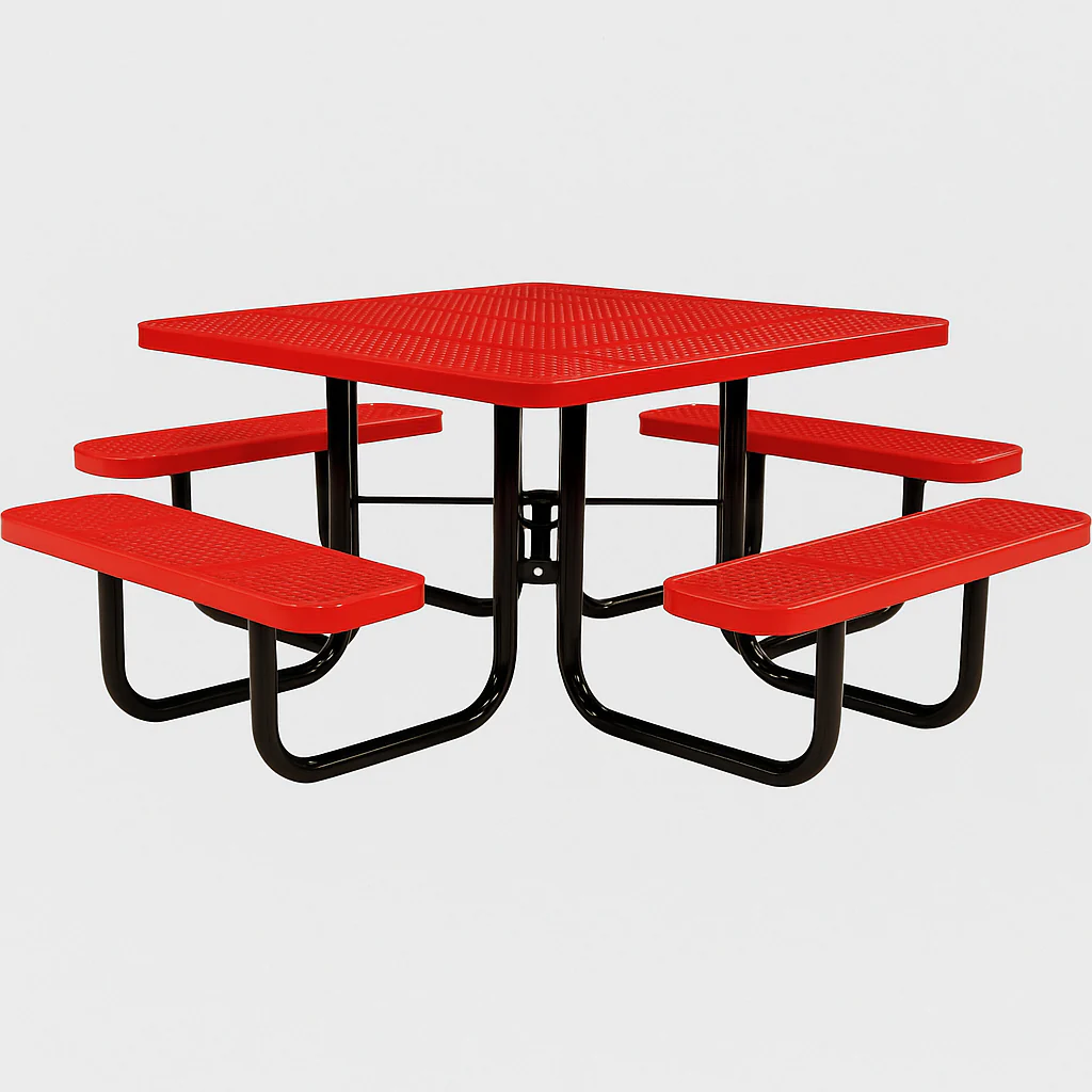 Square Portable Outdoor Picnic Table - 46" - Punched Steel - Image 5
