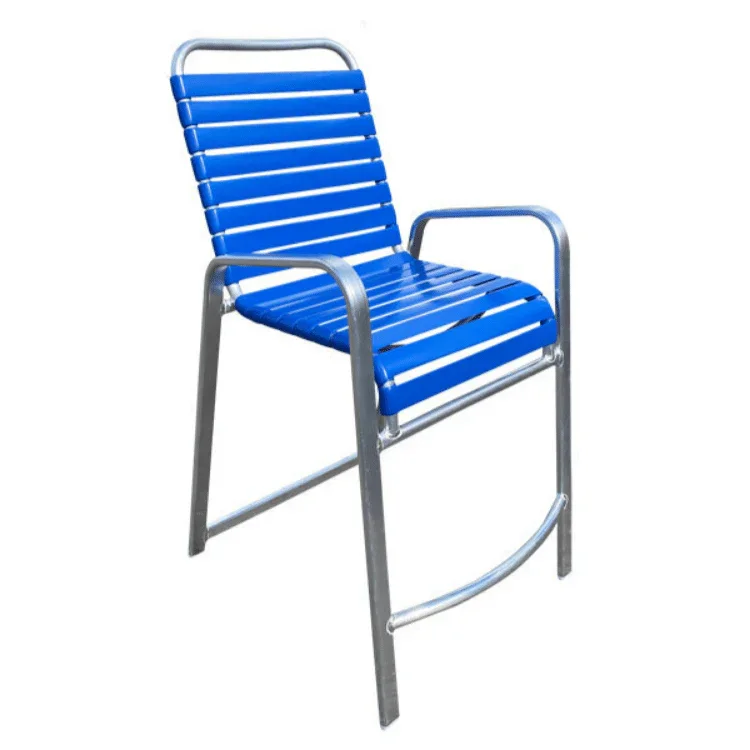 Strap Aluminum Pool Balcony Chair With Arms - Image 4