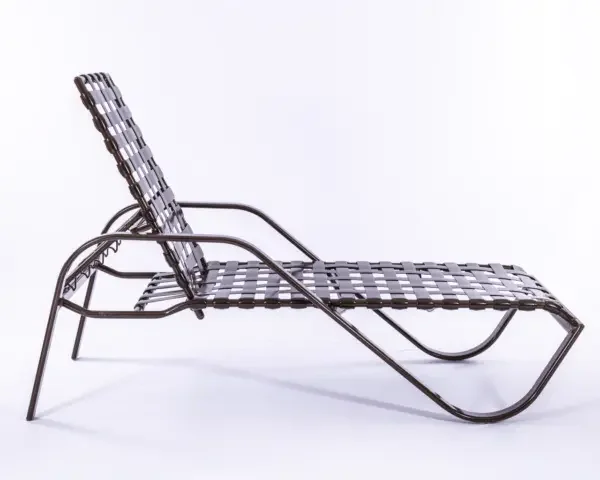 Vinyl Basket Weave Classic Pool Chaise Lounge - 14 in Height with Arm Rests - Image 3