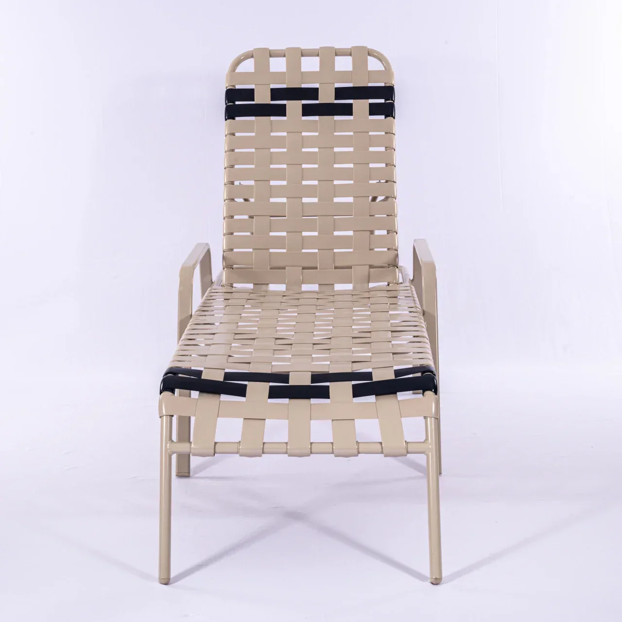 Basket Weave Vinyl Commercial Pool Chaise Lounge - 16 in Height with Flat Arm Rests - Image 2
