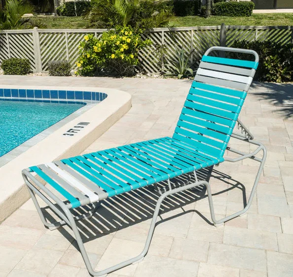 Vinyl Strap Commercial Pool Chaise Lounge - 20 in Height - Image 4